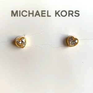 Michael Kors Gold Diamond Heart Stud Earrings